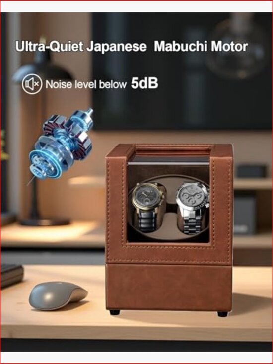 Dual Watch Winder Box Automatic Watch Winder with USB Type C Quiet Japanese main image 4